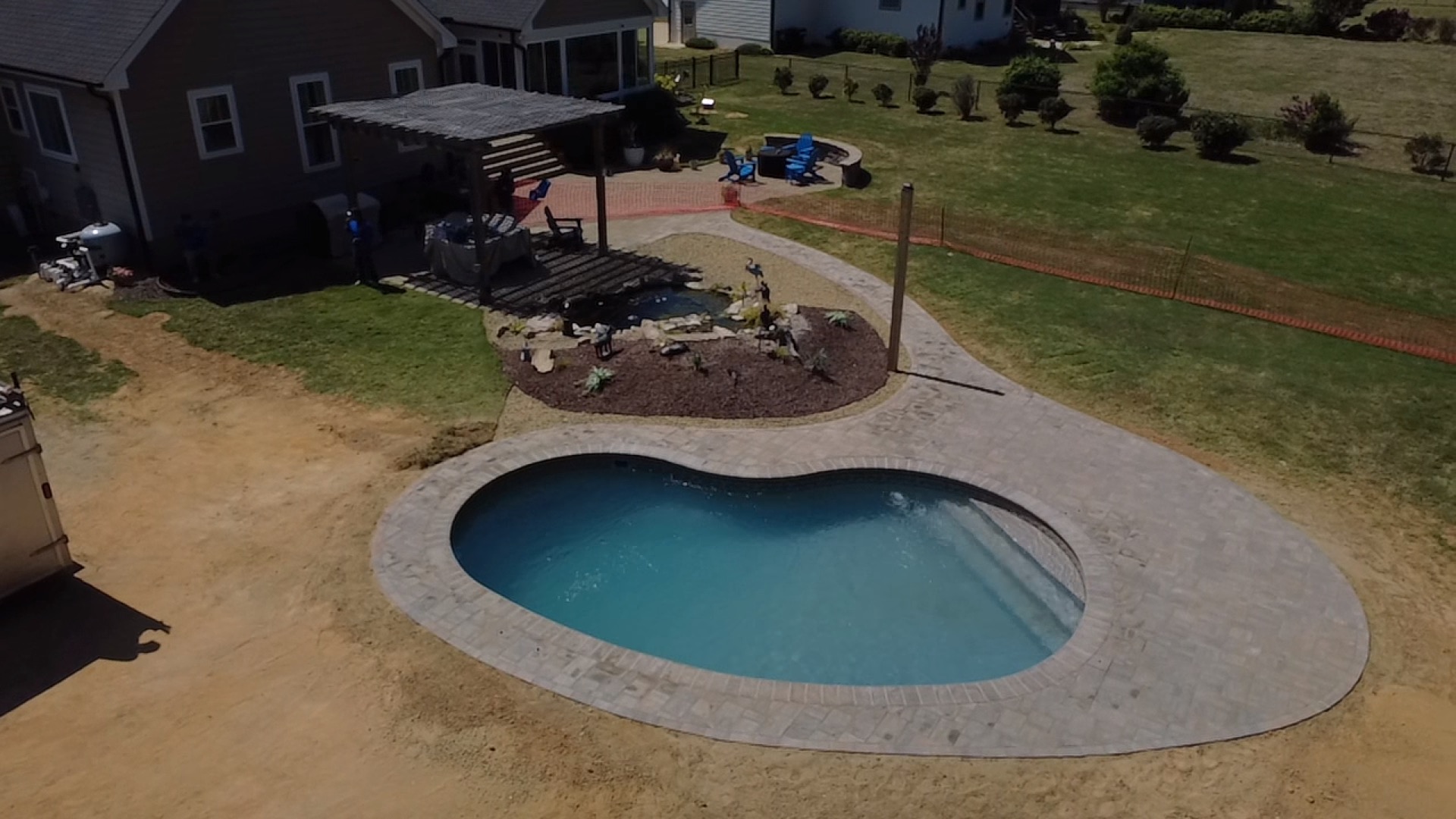Aerial drone shot of kidney pool