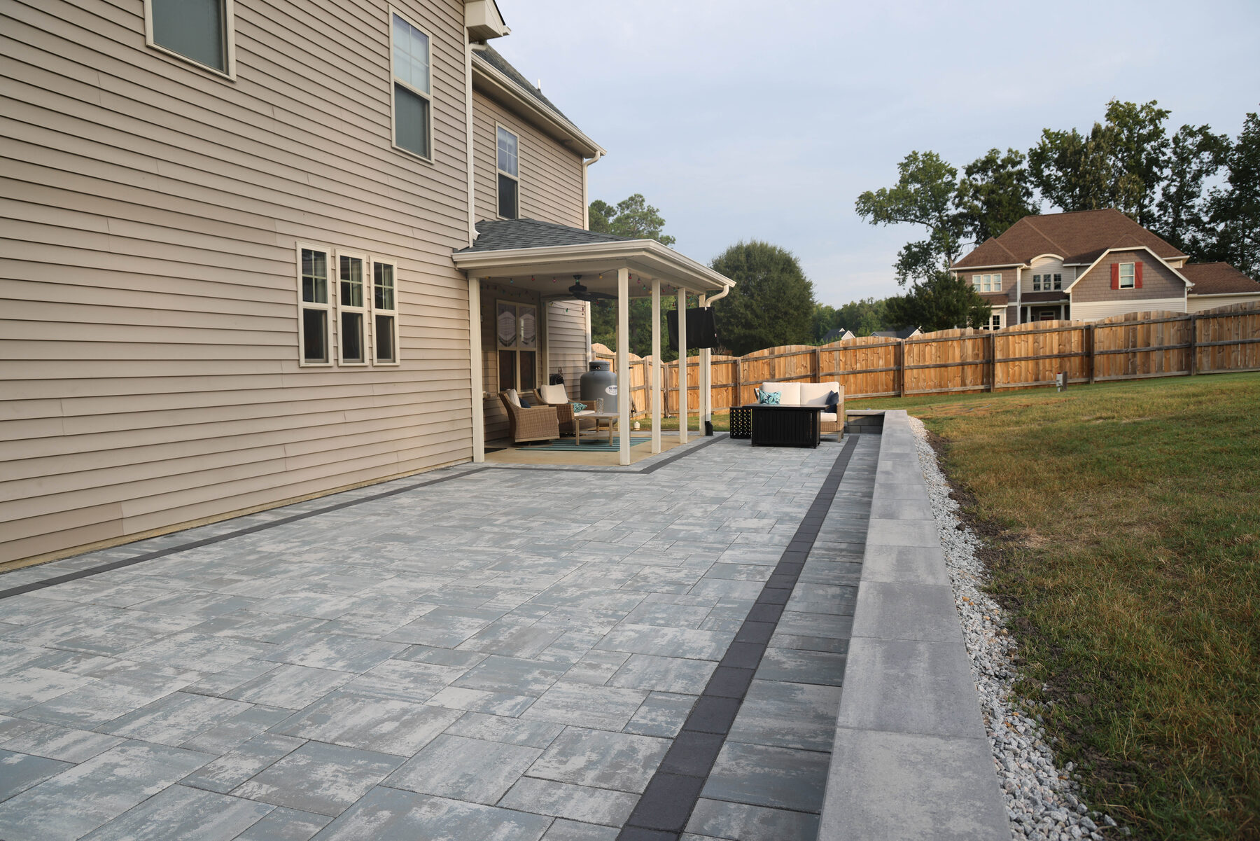 Paver walkway with charcoal border