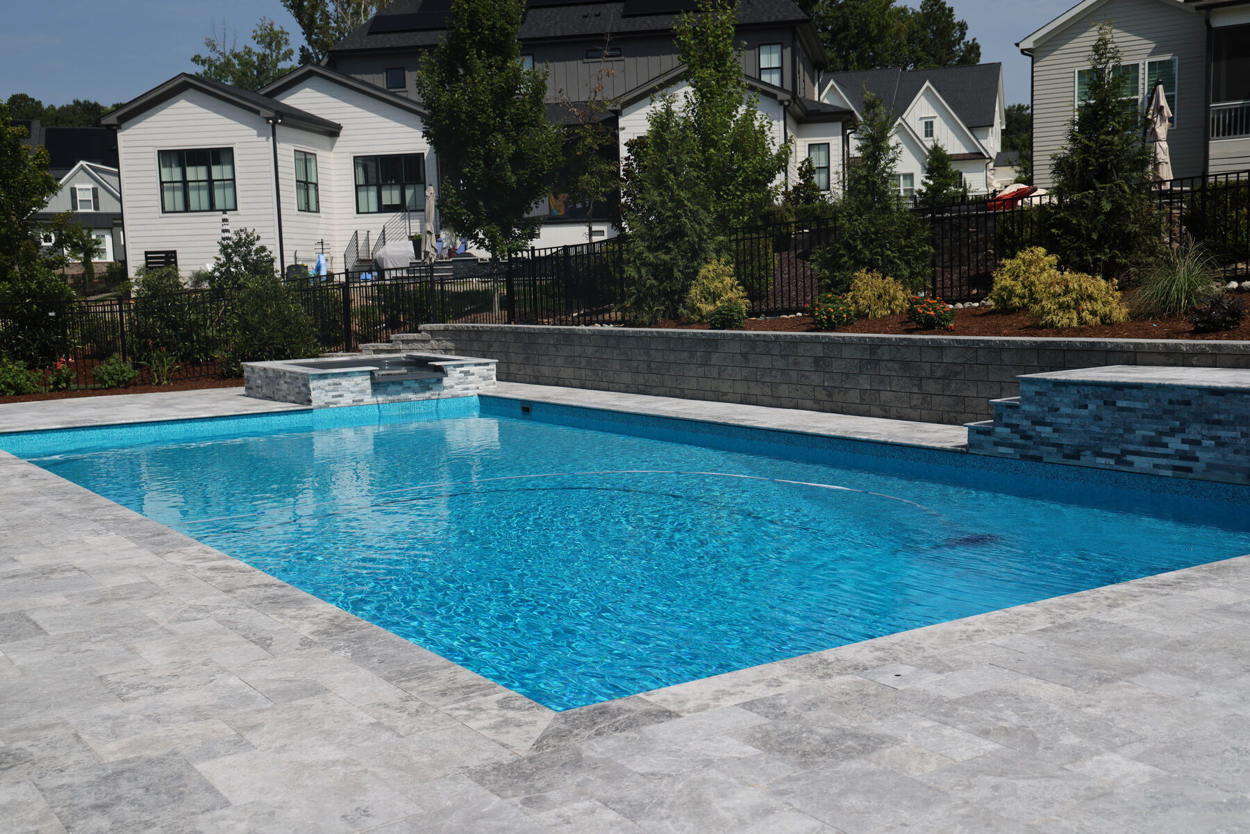 Rectangular pool with stone deck