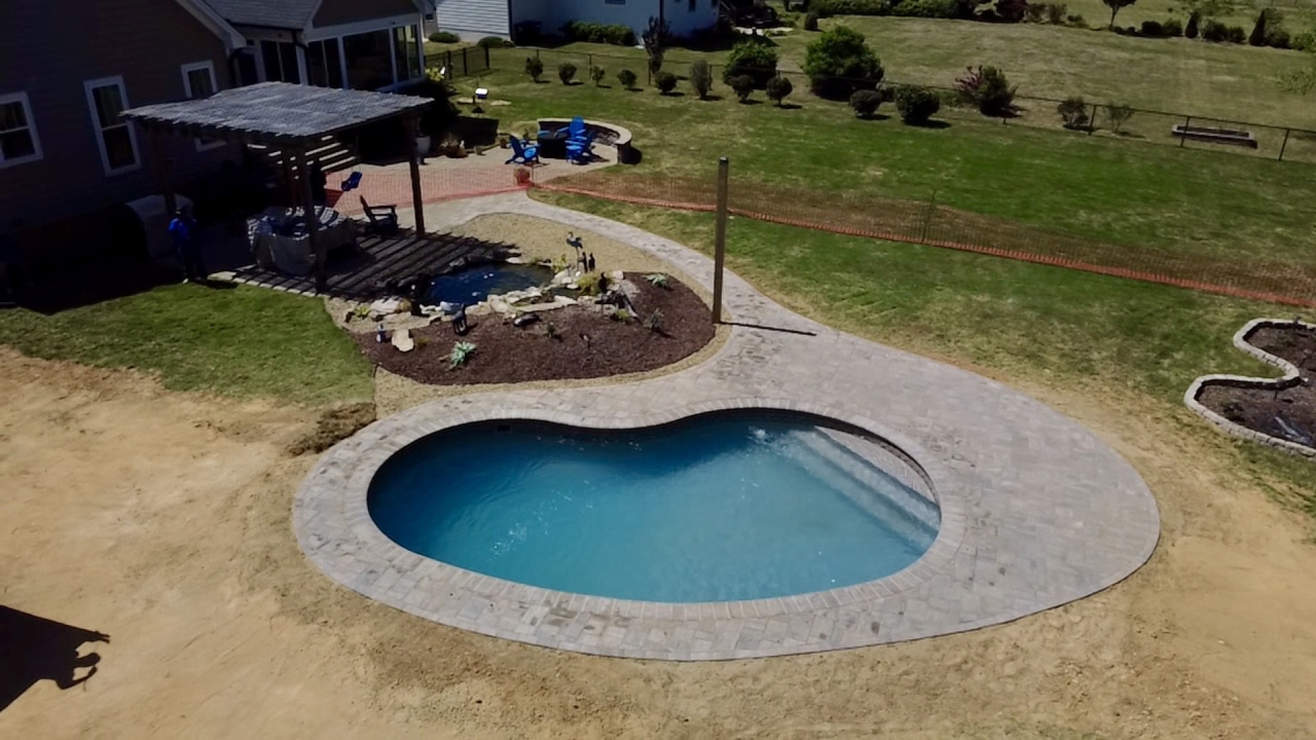 Pool paver surround aerial